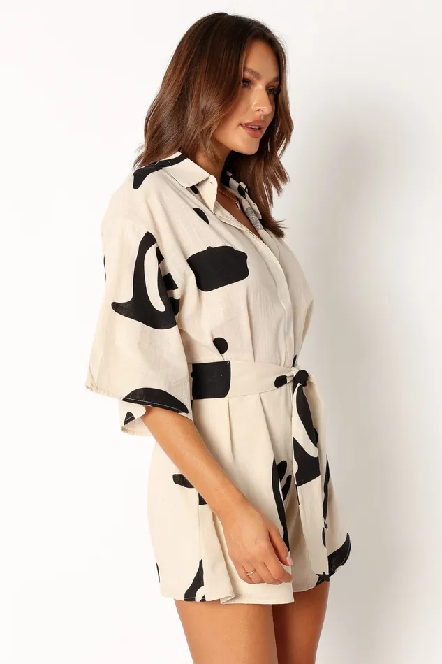 Jumpsuits and Playsuits Kellie Playsuit 8211 Beige Black Beige Black 8211 petalandpup Women