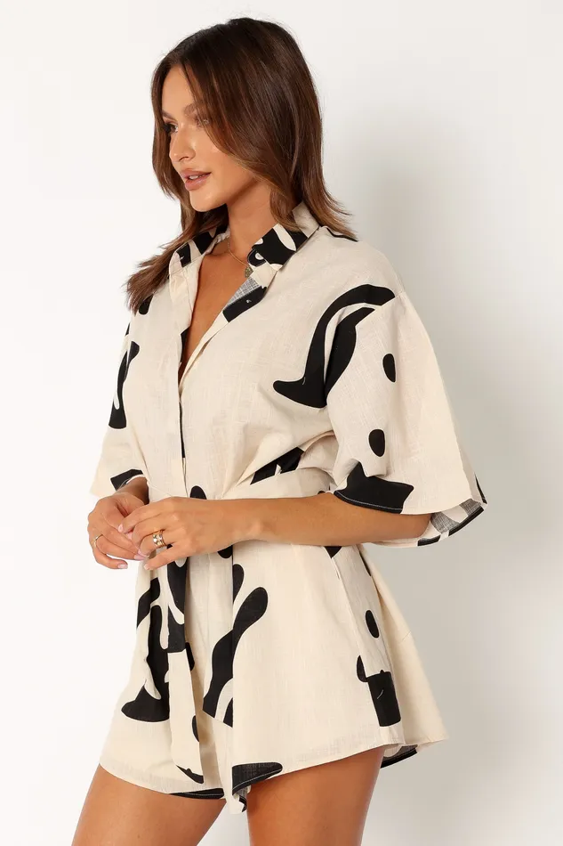 Jumpsuits and Playsuits Kellie Playsuit 8211 Beige Black Beige Black 8211 petalandpup Women