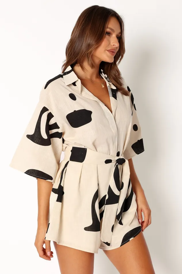 Jumpsuits and Playsuits Kellie Playsuit 8211 Beige Black Beige Black 8211 petalandpup Women