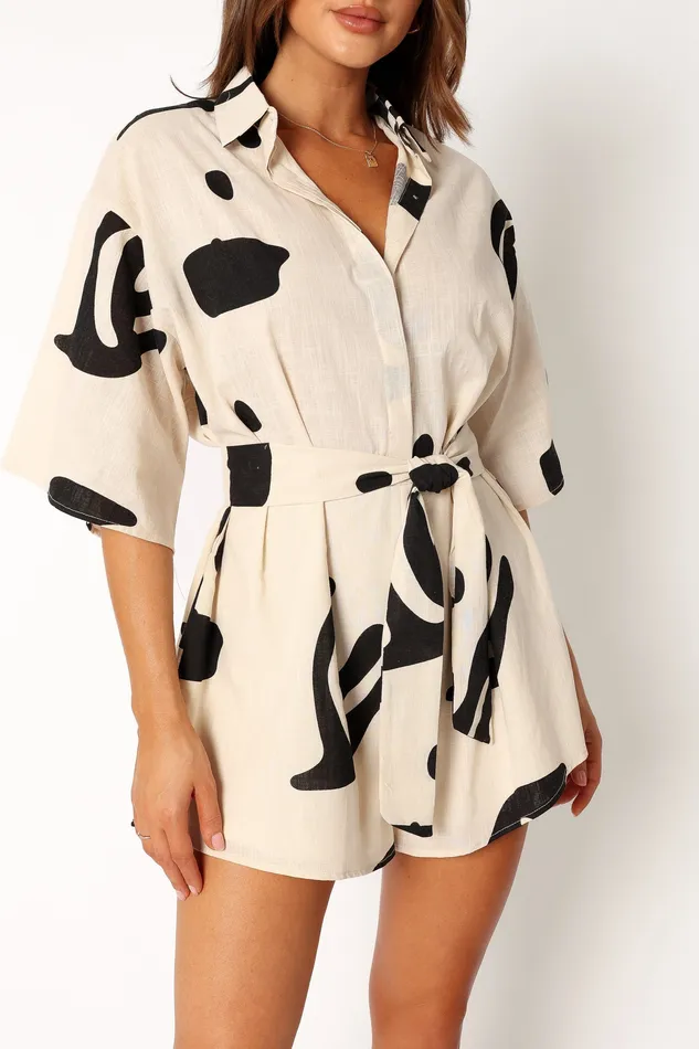 Jumpsuits and Playsuits Kellie Playsuit 8211 Beige Black Beige Black 8211 petalandpup Women