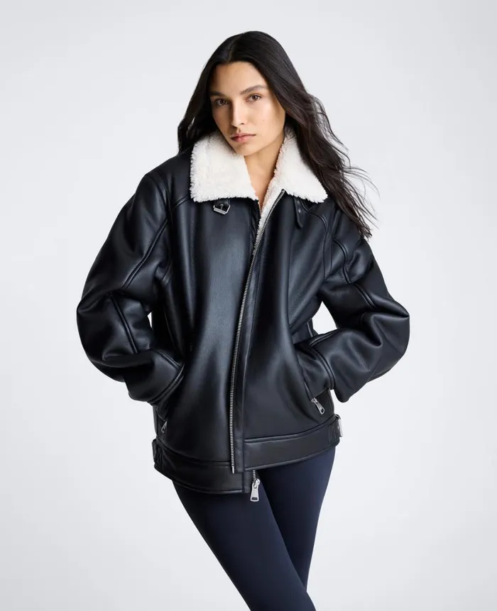 Kenneth Cole Blazers and Jackets Women Faux Shearling Moto Jacket Black Kenneth Cole Blazers and Jackets Women Faux Shearling Moto Jacket Black