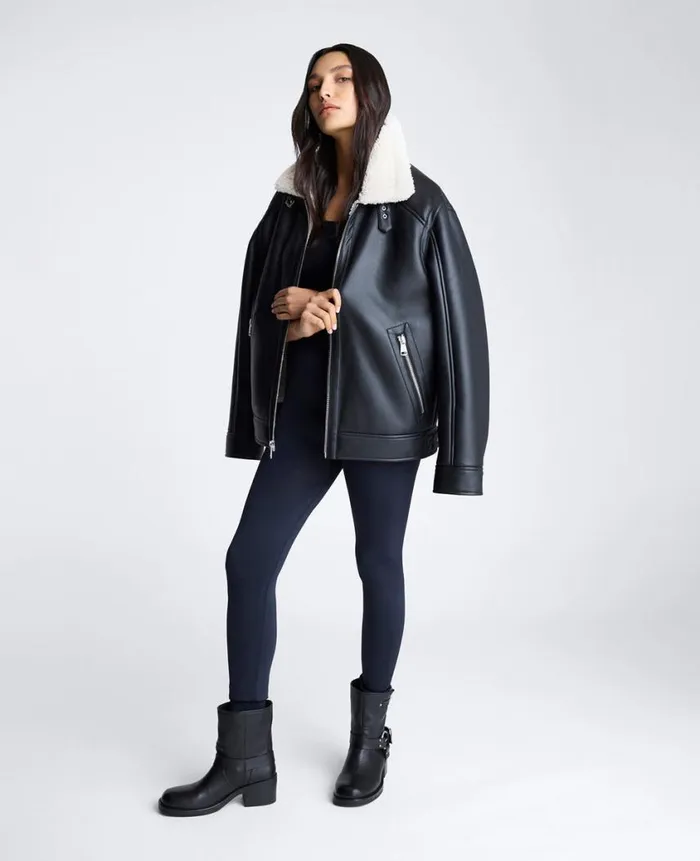 Kenneth Cole Blazers and Jackets Women Faux Shearling Moto Jacket Black Kenneth Cole Blazers and Jackets Women Faux Shearling Moto Jacket Black