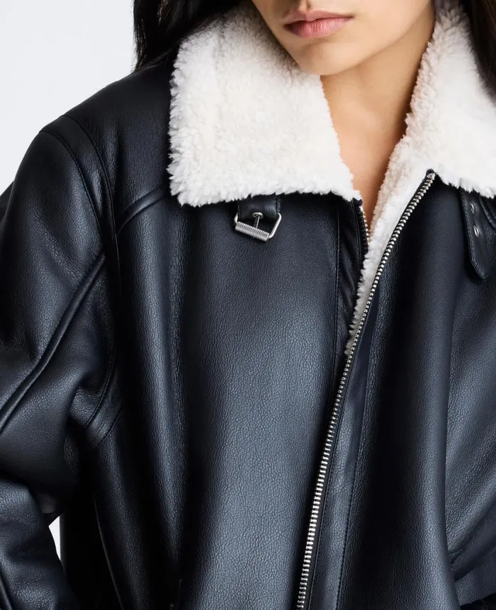 Kenneth Cole Blazers and Jackets Women Faux Shearling Moto Jacket Black Kenneth Cole Blazers and Jackets Women Faux Shearling Moto Jacket Black