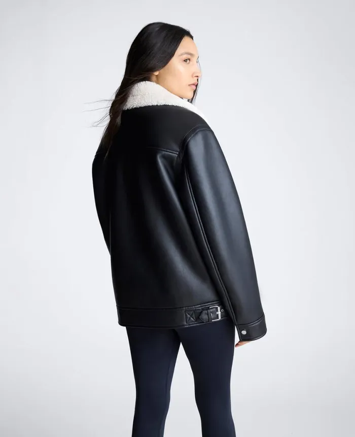 Kenneth Cole Blazers and Jackets Women Faux Shearling Moto Jacket Black Kenneth Cole Blazers and Jackets Women Faux Shearling Moto Jacket Black