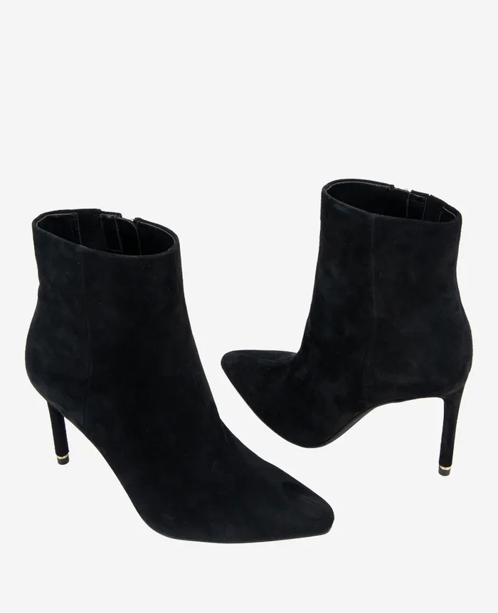 Kenneth Cole Boots and Booties Women Quincy Suede Heel Ankle Bootie Black