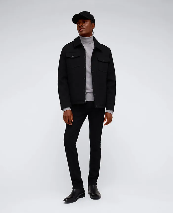 Kenneth Cole Jackets and Outerwear Men Heavyweight Twill Trucker Jacket Black Kenneth Cole Jackets and Outerwear Men Heavyweight Twill Trucker Jacket Black
