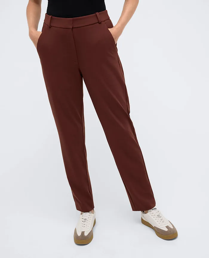 Kenneth Cole Matching Sets Women Athletic Stretch Slim Ankle Pant Brown