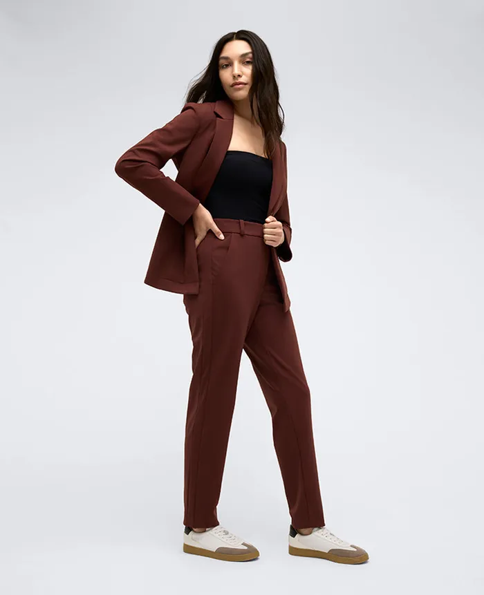Kenneth Cole Matching Sets Women Athletic Stretch Slim Ankle Pant Brown Kenneth Cole Matching Sets Women Athletic Stretch Slim Ankle Pant Brown