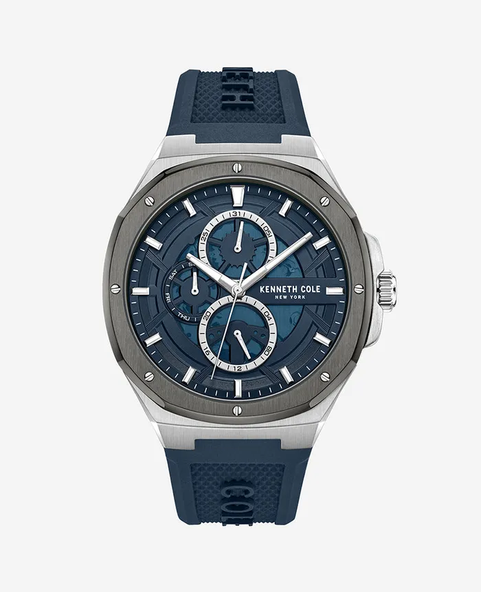Kenneth Cole Mens Men Kenneth Cole Dress Sport Blue Silicon Strap Watch Blue