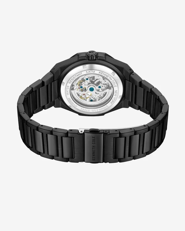 Kenneth Cole Mens Men Kenneth Cole Octagonal Automatic Bracelet Watch Black Kenneth Cole Mens Men Kenneth Cole Octagonal Automatic Bracelet Watch Black