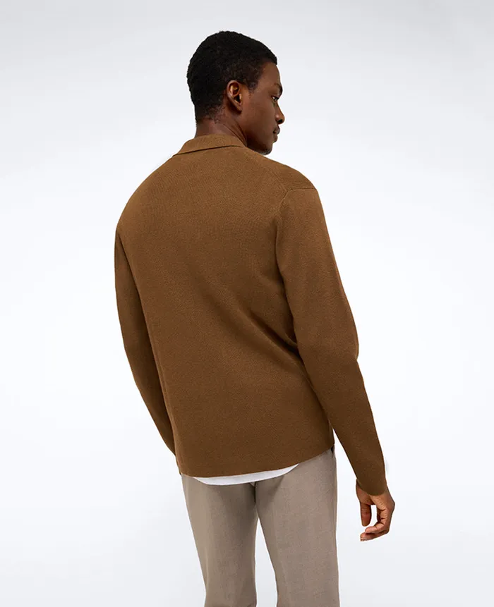 Kenneth Cole Polos and TShirts Men Long Sleeve Polo Sweater Brown