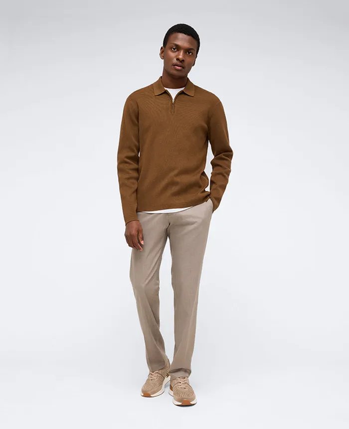 Kenneth Cole Polos and TShirts Men Long Sleeve Polo Sweater Brown