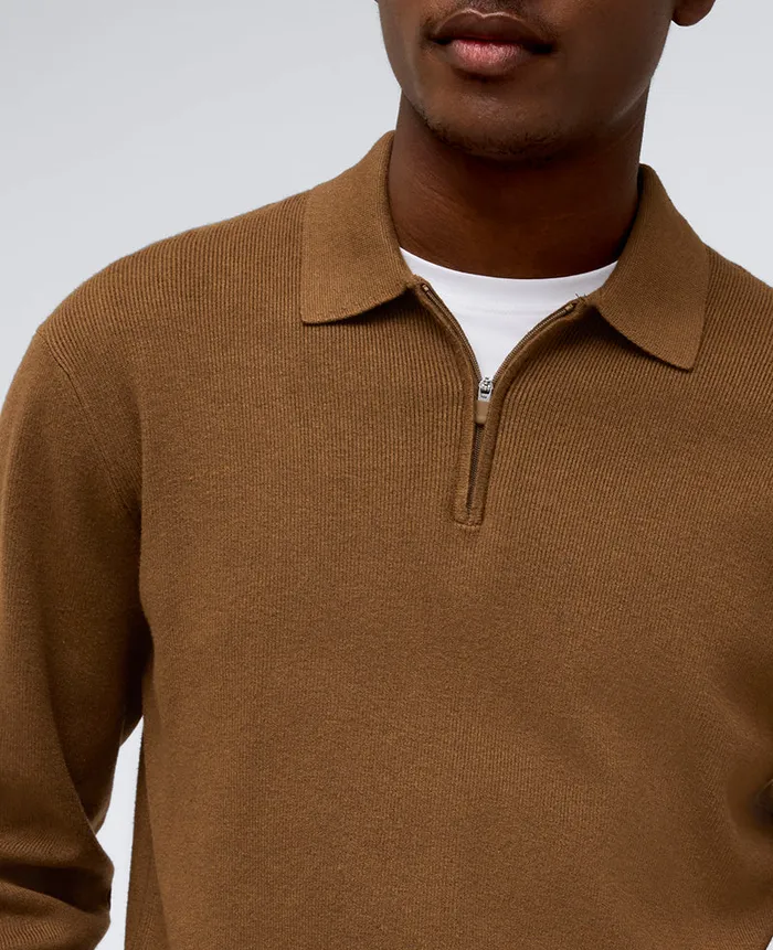 Kenneth Cole Polos and TShirts Men Long Sleeve Polo Sweater Brown