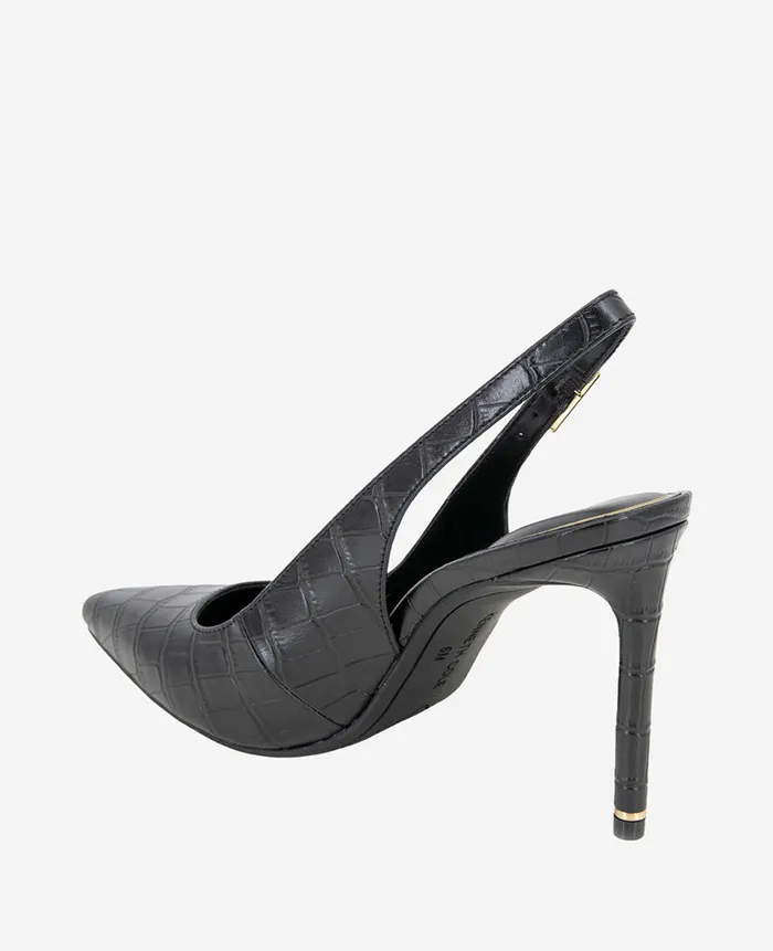 Kenneth Cole Pumps and Heels Women Quinnly Leather Croco Slingback Heel Black Kenneth Cole Pumps and Heels Women Quinnly Leather Croco Slingback Heel Black