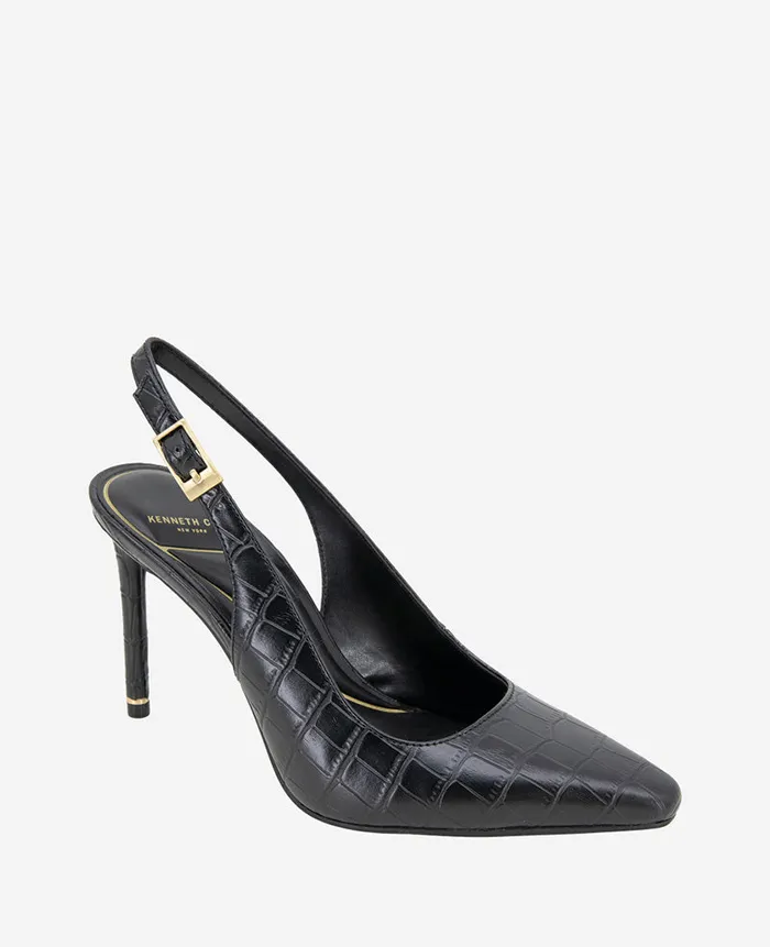 Kenneth Cole Pumps and Heels Women Quinnly Leather Croco Slingback Heel Black Kenneth Cole Pumps and Heels Women Quinnly Leather Croco Slingback Heel Black