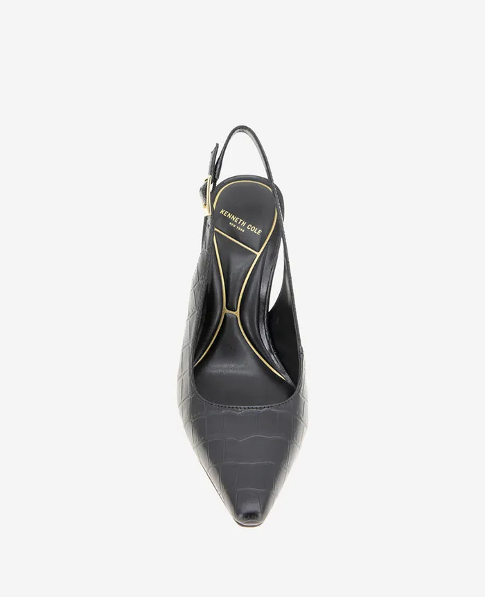 Kenneth Cole Pumps and Heels Women Quinnly Leather Croco Slingback Heel Black Kenneth Cole Pumps and Heels Women Quinnly Leather Croco Slingback Heel Black