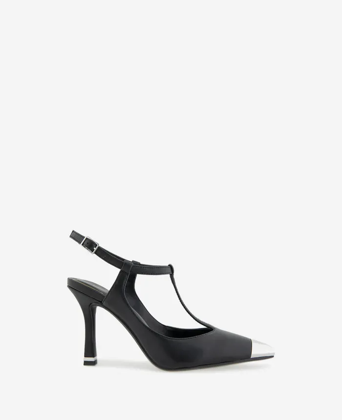 Kenneth Cole Pumps and Heels Women Romi TStrap Leather Slingback Heel Black