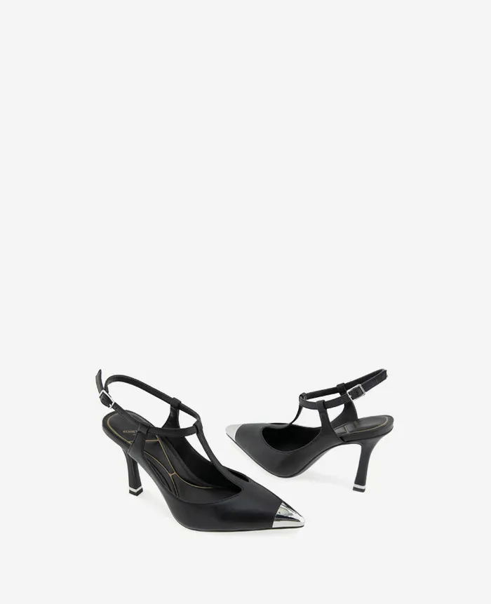 Kenneth Cole Pumps and Heels Women Romi TStrap Leather Slingback Heel Black Kenneth Cole Pumps and Heels Women Romi TStrap Leather Slingback Heel Black