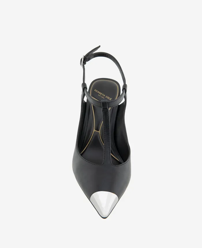 Kenneth Cole Pumps and Heels Women Romi TStrap Leather Slingback Heel Black Kenneth Cole Pumps and Heels Women Romi TStrap Leather Slingback Heel Black
