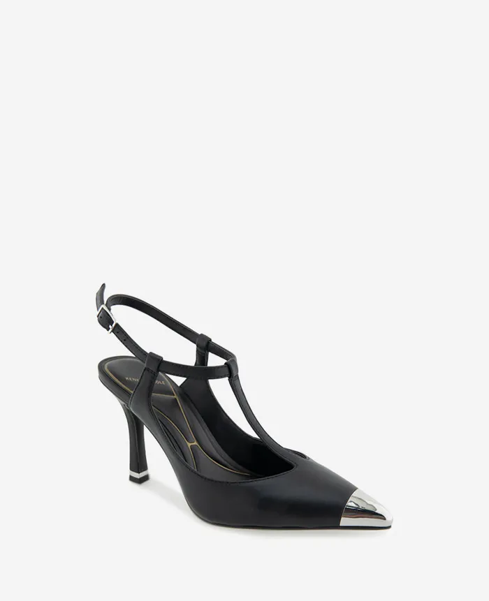 Kenneth Cole Pumps and Heels Women Romi TStrap Leather Slingback Heel Black Kenneth Cole Pumps and Heels Women Romi TStrap Leather Slingback Heel Black