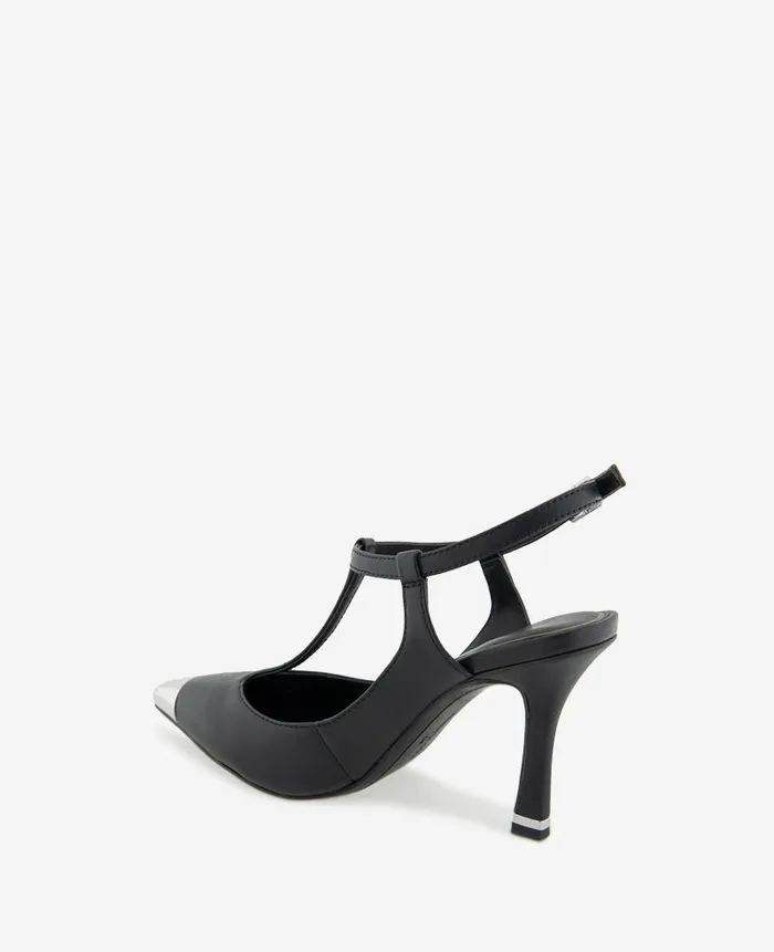 Kenneth Cole Pumps and Heels Women Romi TStrap Leather Slingback Heel Black Kenneth Cole Pumps and Heels Women Romi TStrap Leather Slingback Heel Black