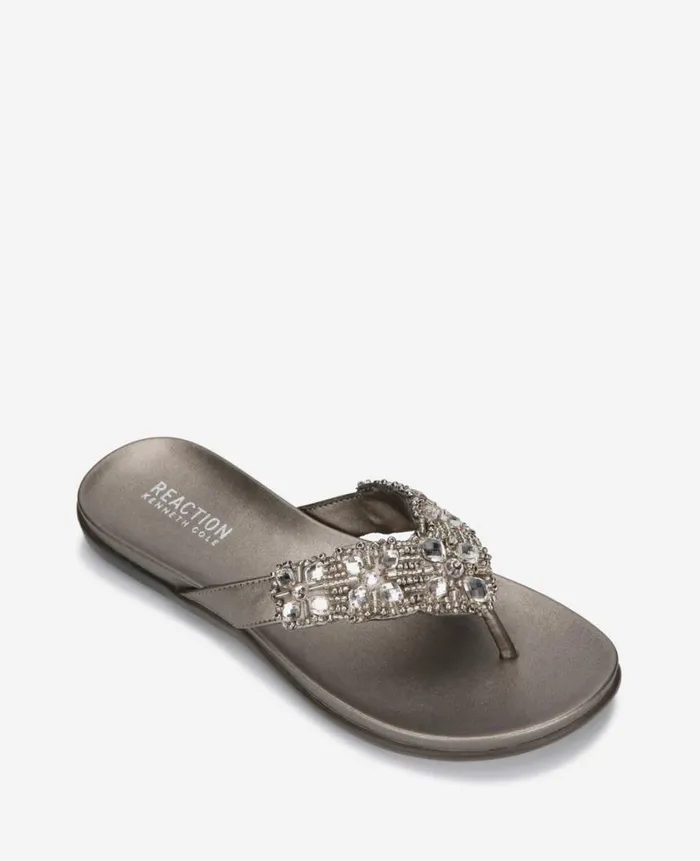 Kenneth Cole Sandals and Wedges Women Glamathon Thong Sandal Grey Kenneth Cole Sandals and Wedges Women Glamathon Thong Sandal Grey