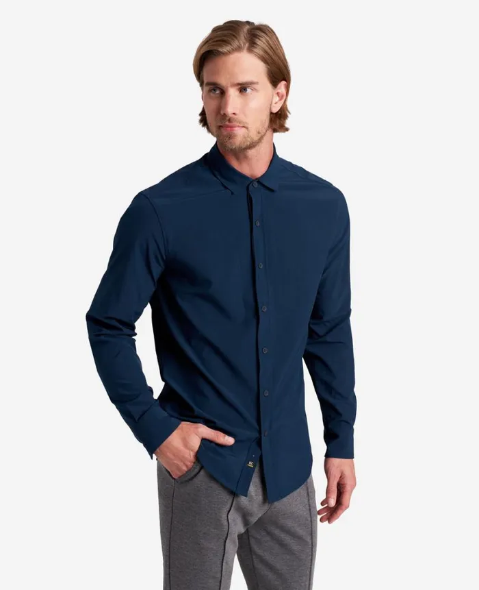 Kenneth Cole Shirts Men Long Sleeve Button Down Sport Shirt Blue
