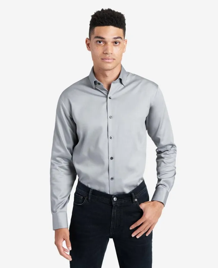 Kenneth Cole Shirts Men RegularFit ButtonDown Stretch Dress Shirt With TEK FIT Grey