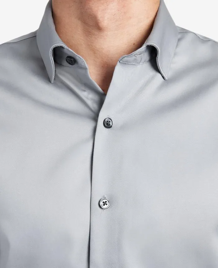 Kenneth Cole Shirts Men RegularFit ButtonDown Stretch Dress Shirt With TEK FIT Grey Kenneth Cole Shirts Men RegularFit ButtonDown Stretch Dress Shirt With TEK FIT Grey