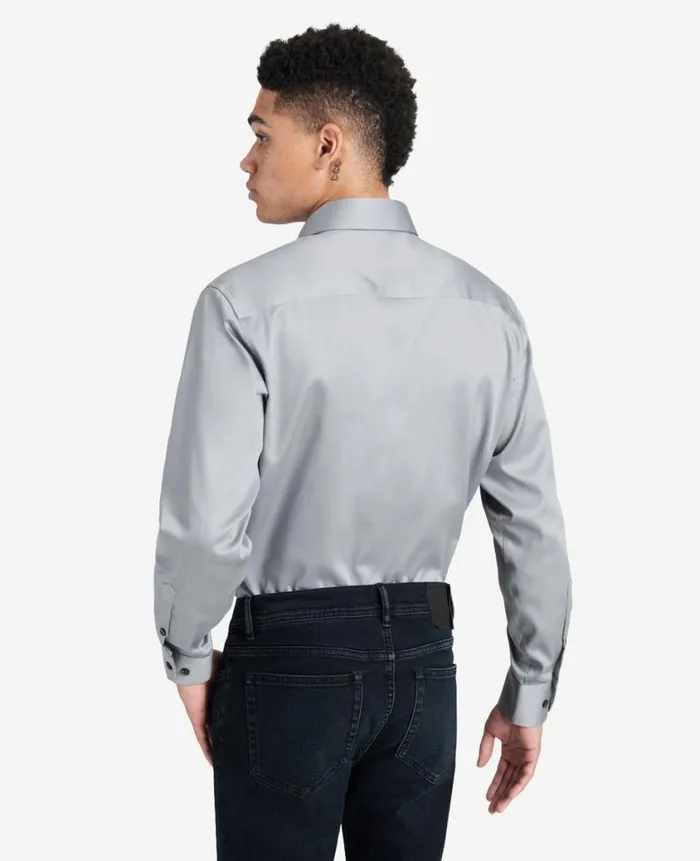 Kenneth Cole Shirts Men RegularFit ButtonDown Stretch Dress Shirt With TEK FIT Grey Kenneth Cole Shirts Men RegularFit ButtonDown Stretch Dress Shirt With TEK FIT Grey