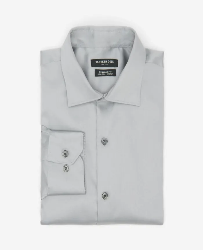 Kenneth Cole Shirts Men RegularFit ButtonDown Stretch Dress Shirt With TEK FIT Grey Kenneth Cole Shirts Men RegularFit ButtonDown Stretch Dress Shirt With TEK FIT Grey