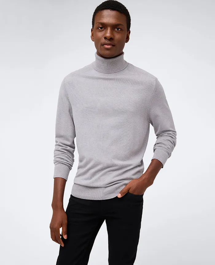 Kenneth Cole Sweaters Men Foldover Turtleneck Sweater Grey