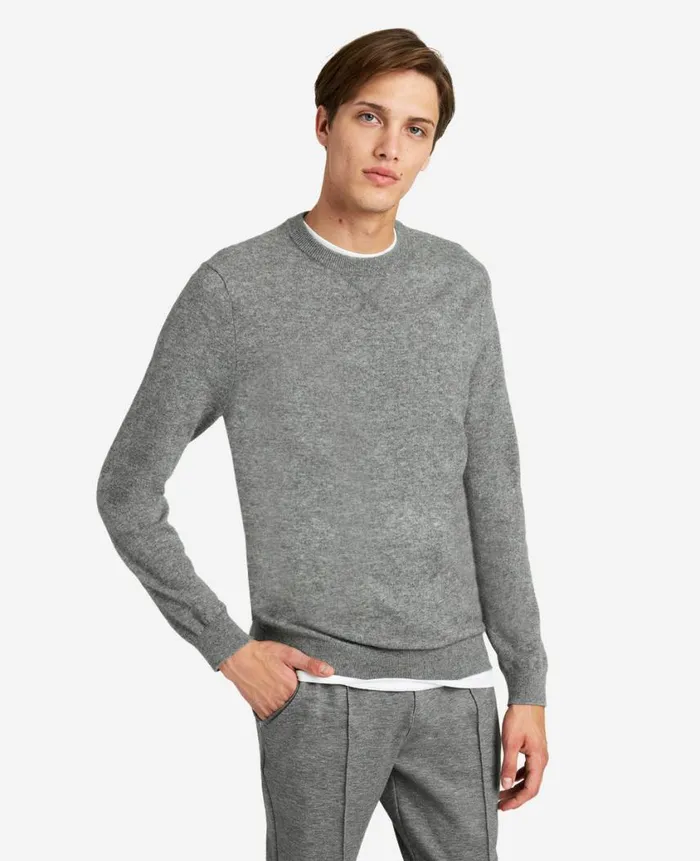 Kenneth Cole Sweaters Men Site Exclusive Crew Neck Cashmere Sweater Grey