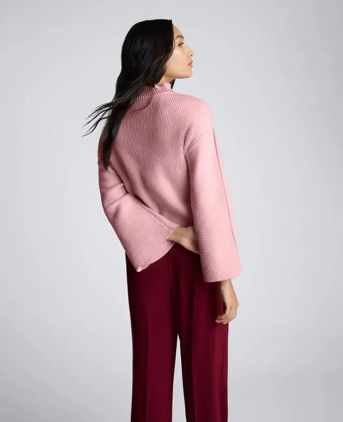 Kenneth Cole Sweaters Women Mock Neck Pullover Sweater With Placket Sleeve Pink