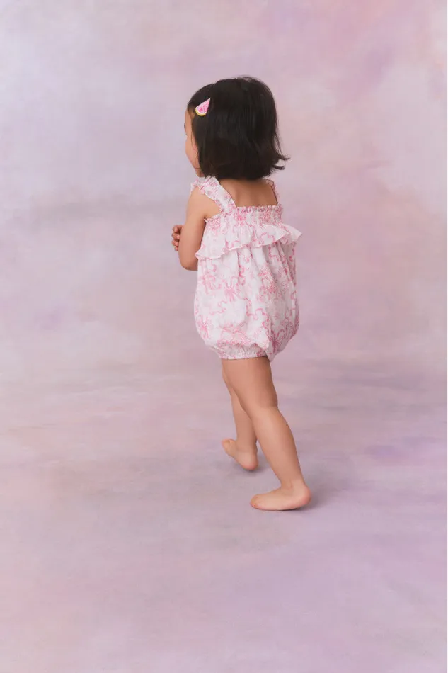Kids Baby LoveShackFancy Baby Nadiana Floral Pinafore Bubblegum Blast