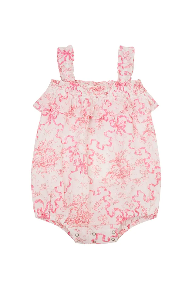 Kids Baby LoveShackFancy Baby Nadiana Floral Pinafore Bubblegum Blast