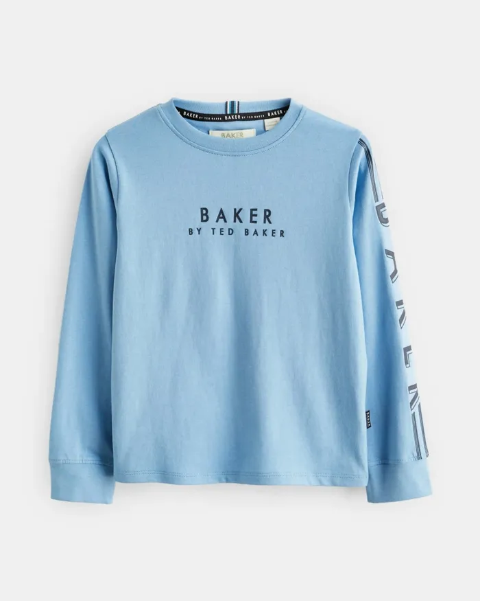 Kids BORKA 8211 Branded Long Sleeve TShirt Blue Ted Baker Tops Kids BORKA 8211 Branded Long Sleeve TShirt Blue Ted Baker Tops