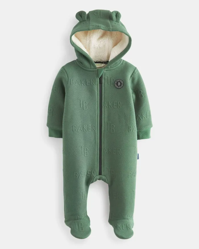Kids CACE 8211 Branded Fleece Lined Snuggle Suit Green Ted Baker Baby Kids CACE 8211 Branded Fleece Lined Snuggle Suit Green Ted Baker Baby