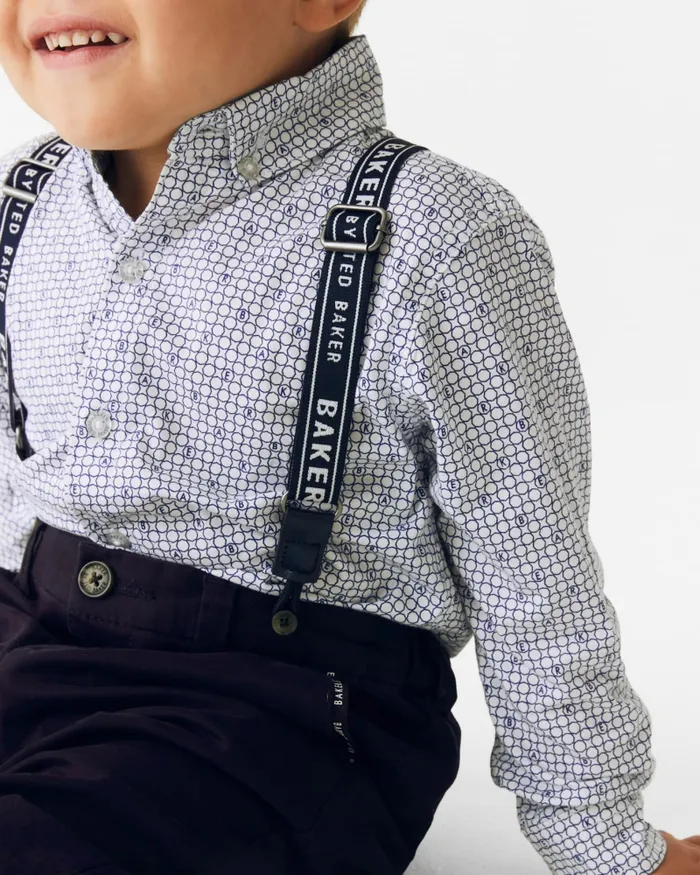 Kids COHL 8211 Chino And Shirt Set With Braces Navy Ted Baker Baby