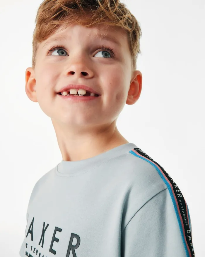 Kids IACOB 8211 Branded Tape Detail TShirt Medium Blue Ted Baker Tops