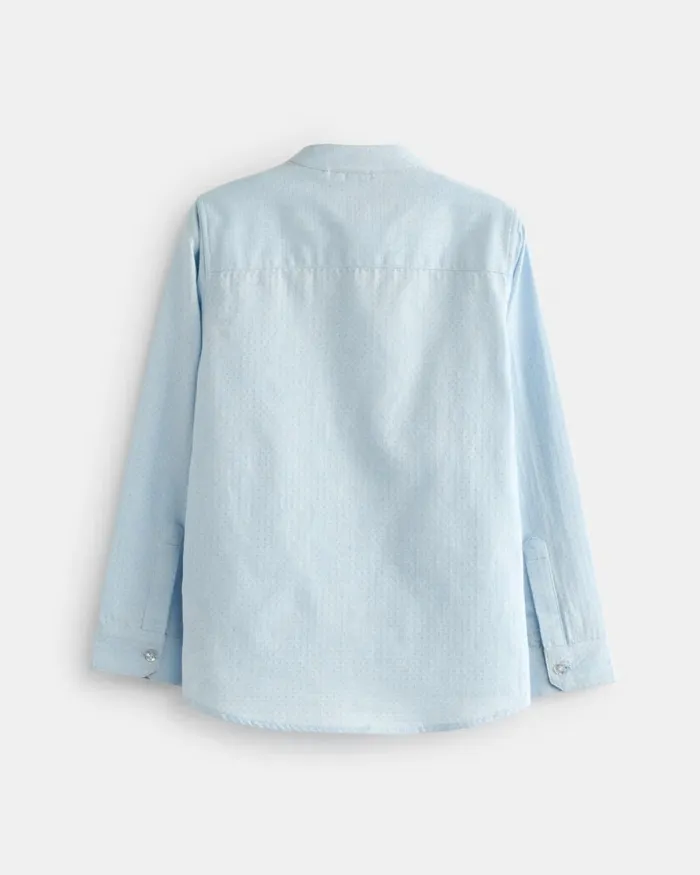 Kids IOAN 8211 Textured Long Sleeve Collarless Shirt Blue Ted Baker Tops Kids IOAN 8211 Textured Long Sleeve Collarless Shirt Blue Ted Baker Tops