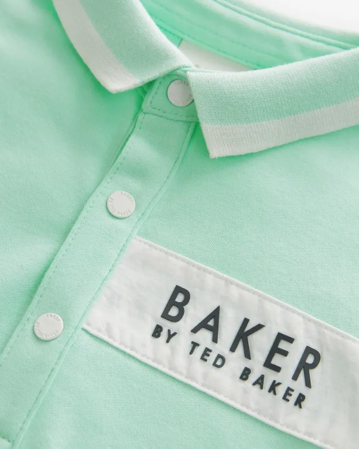 Kids LAHEMP 8211 Short Sleeve Polo Cotton Romper Green Ted Baker Baby Kids LAHEMP 8211 Short Sleeve Polo Cotton Romper Green Ted Baker Baby