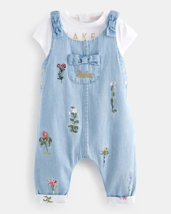 Kids LEMONIE 8211 Embroidered Dungarees And TShirt Set Blue Ted Baker Playsuits and Sets Kids LEMONIE 8211 Embroidered Dungarees And TShirt Set Blue Ted Baker Playsuits and Sets