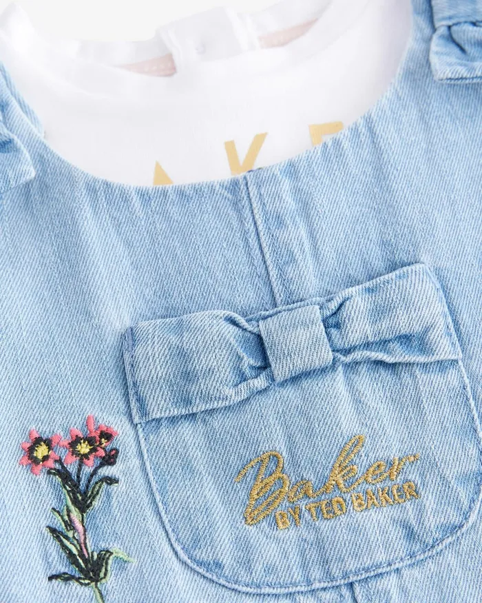 Kids LEMONIE 8211 Embroidered Dungarees And TShirt Set Blue Ted Baker Playsuits and Sets Kids LEMONIE 8211 Embroidered Dungarees And TShirt Set Blue Ted Baker Playsuits and Sets