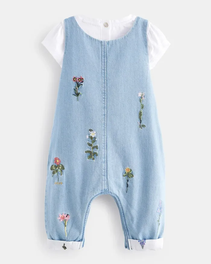 Kids LEMONIE 8211 Embroidered Dungarees And TShirt Set Blue Ted Baker Playsuits and Sets Kids LEMONIE 8211 Embroidered Dungarees And TShirt Set Blue Ted Baker Playsuits and Sets