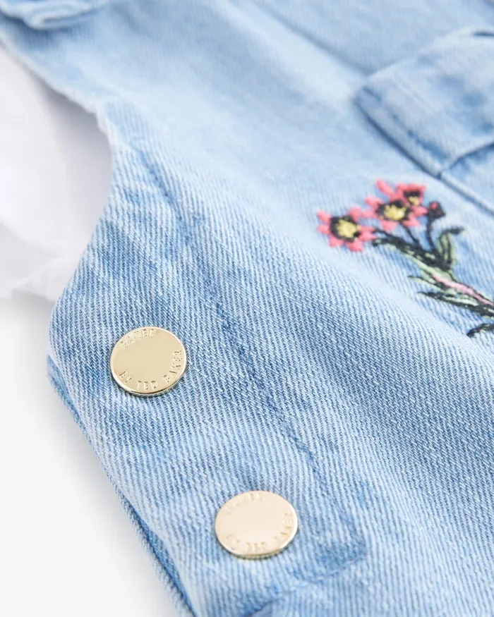 Kids LEMONIE 8211 Embroidered Dungarees And TShirt Set Blue Ted Baker Playsuits and Sets Kids LEMONIE 8211 Embroidered Dungarees And TShirt Set Blue Ted Baker Playsuits and Sets