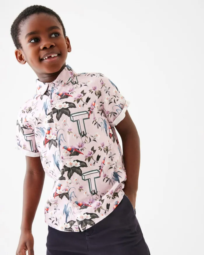 Kids MALCOLM 8211 Printed Shirt And Chino Shorts Set Navy Ted Baker Sets and Outfits