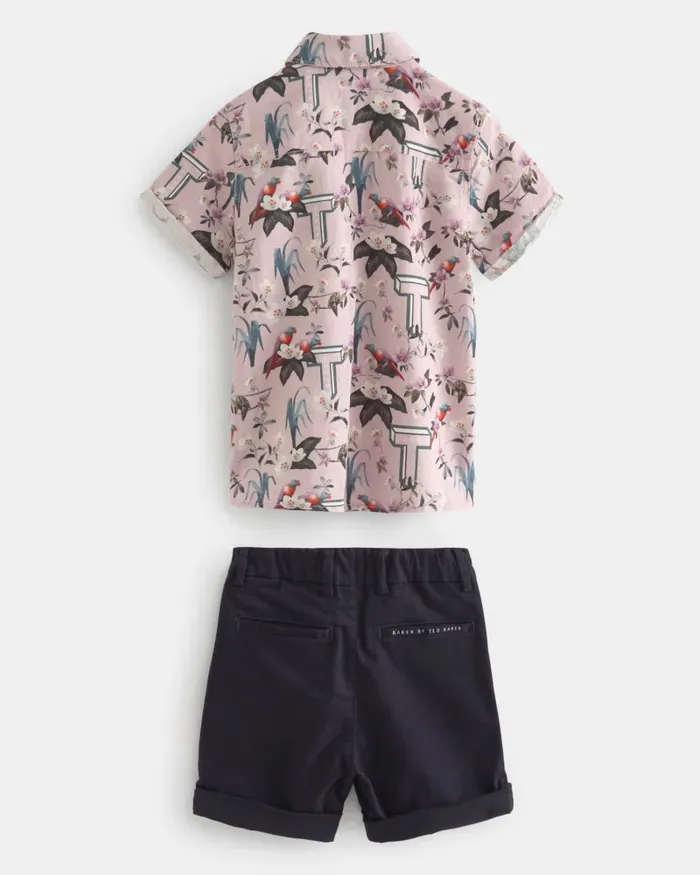 Kids MALCOLM 8211 Printed Shirt And Chino Shorts Set Navy Ted Baker Sets and Outfits Kids MALCOLM 8211 Printed Shirt And Chino Shorts Set Navy Ted Baker Sets and Outfits