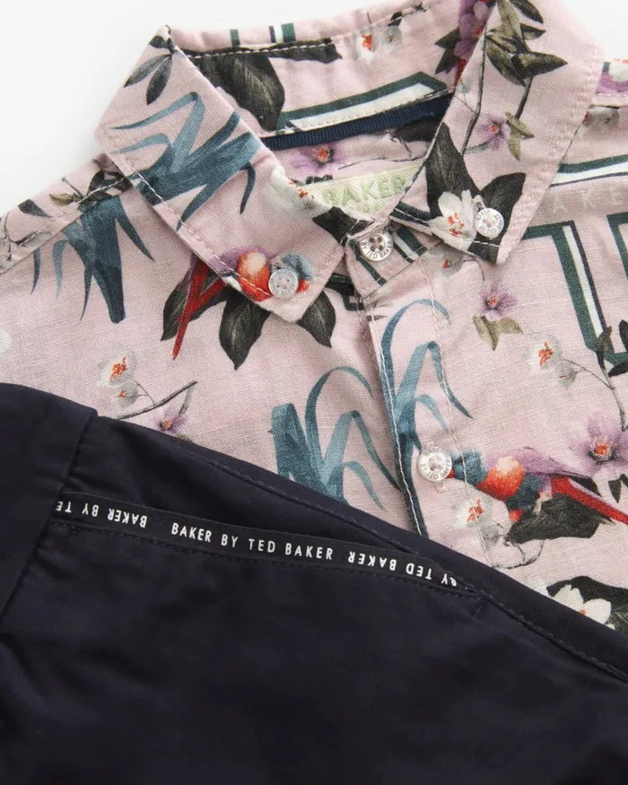 Kids MALCOLM 8211 Printed Shirt And Chino Shorts Set Navy Ted Baker Sets and Outfits Kids MALCOLM 8211 Printed Shirt And Chino Shorts Set Navy Ted Baker Sets and Outfits