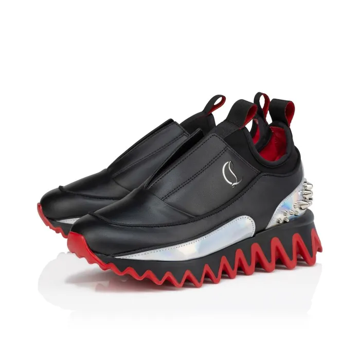 Kids Mini Sharkyloub Running Sneakers 8211 Calf Leather And Neoprene 8211 Black Christian Louboutin Sneakers
